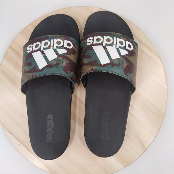 Adidas Adilette Comfort Camo Black Green Brown Slides Sandals GW9647 Men US 11 - Picture 7 of 12